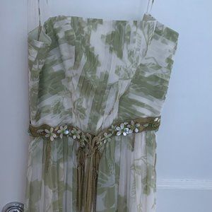 Light green and white spaghetti strap dress
